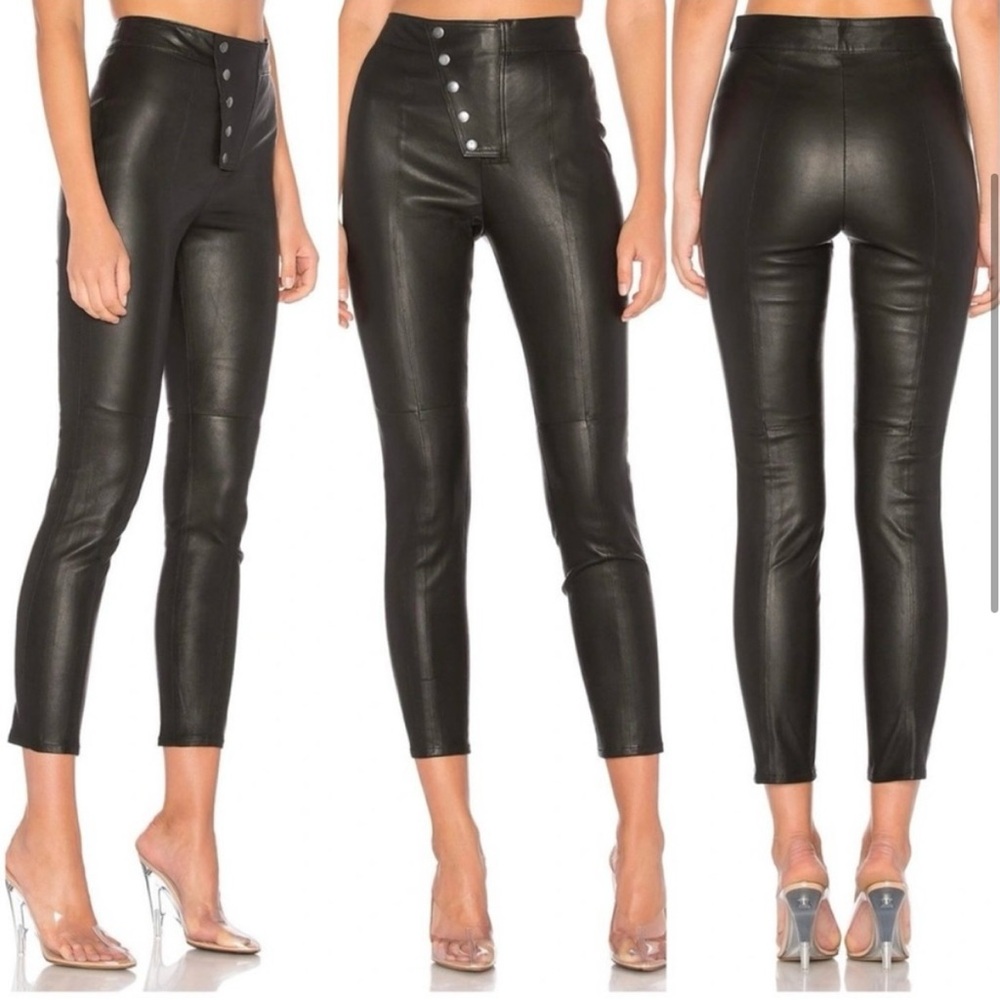 High-Waisted Black Leather LPA Pants Revolve